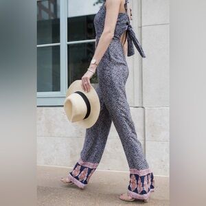 Xhilaration Navy Floral Jumpsuit